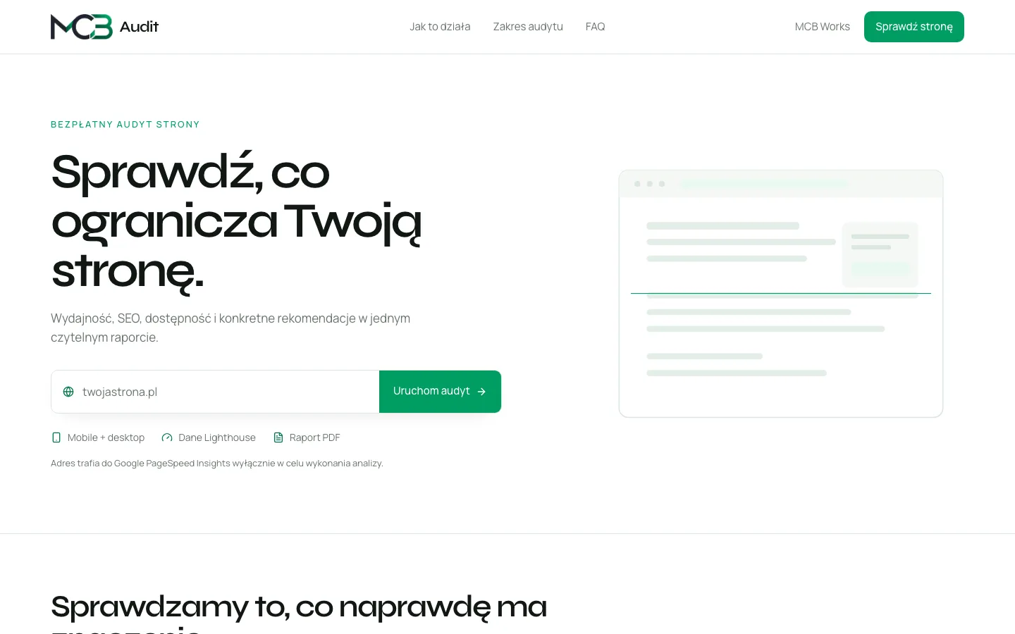 Podgląd strony MCB Audit