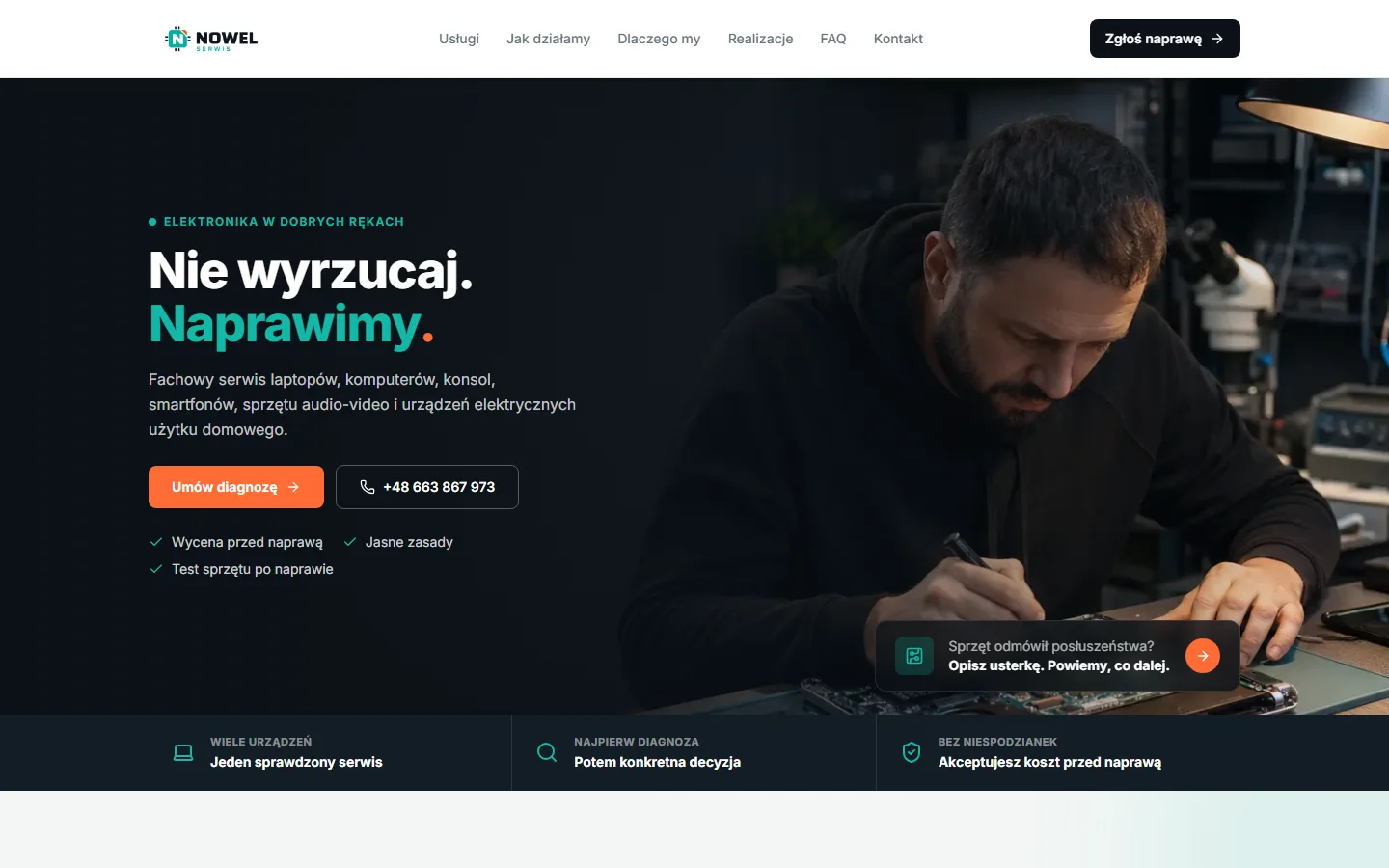 Podgląd strony NOWEL Serwis